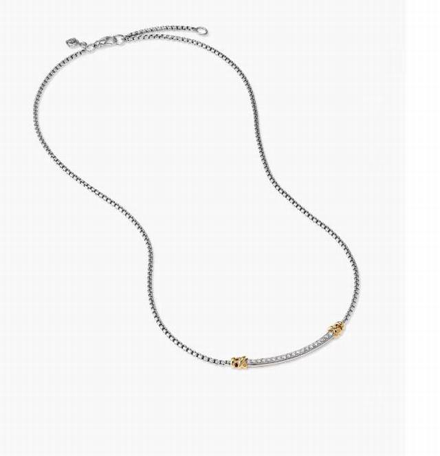新款 David Yurman 分色包边微笑项链。链条粗2Mm，长度45+5Cm延迟链 编号Dyxl-113
