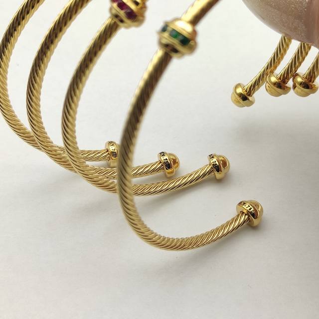 David Yurman 金色3Mm圆珠镶钻钻手镯