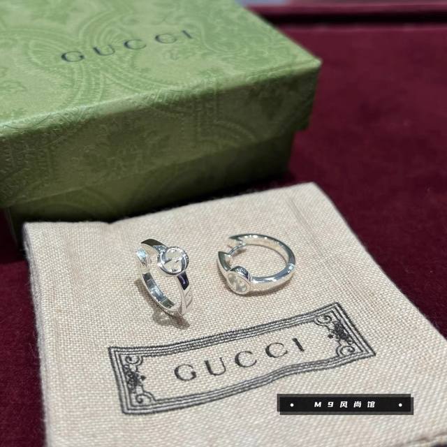 新品香港专柜正品Gucci古驰亮面双G耳环耳钉商标耳圈男女可戴