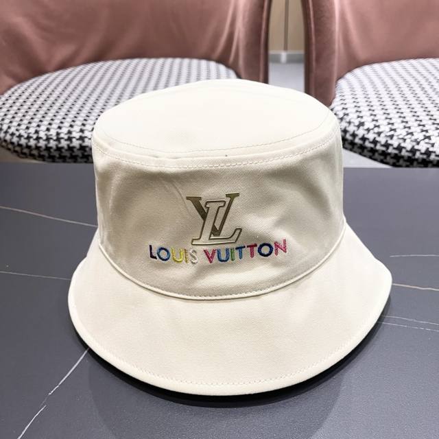 Lv 路易威登新2025新款渔夫帽女春秋百搭盆帽男休闲遮阳帽 子潮牌字母刺绣