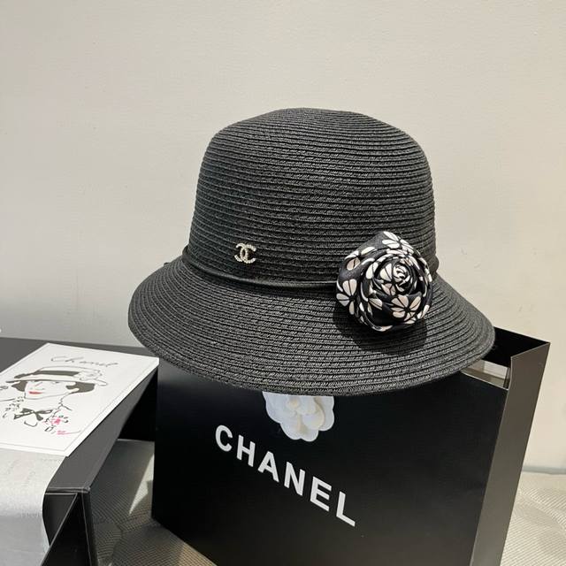 P Chanel香奈儿新款礼帽，原顶小盆帽，草帽，头围57Cm