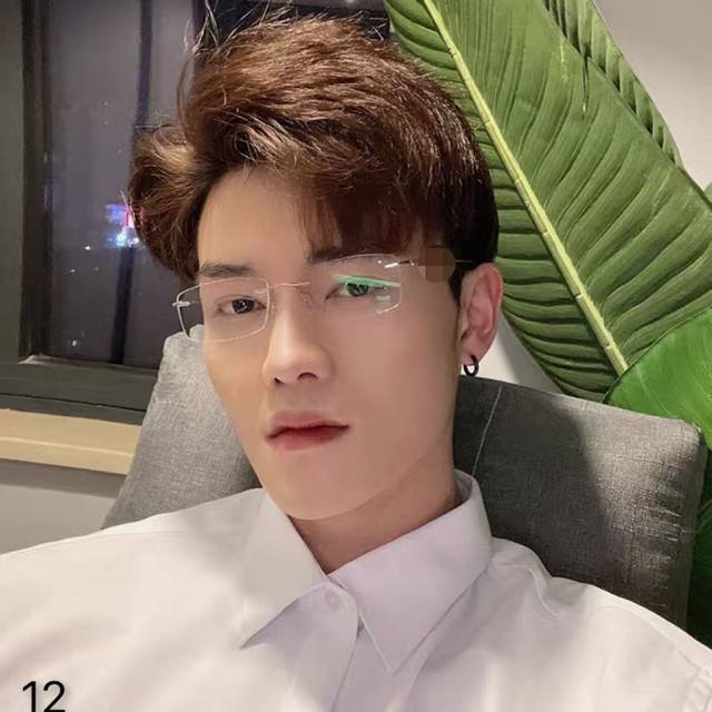 Gucc*新款雅痞男士金丝无框小方形平光镜禁欲系眼镜女素颜可配近视