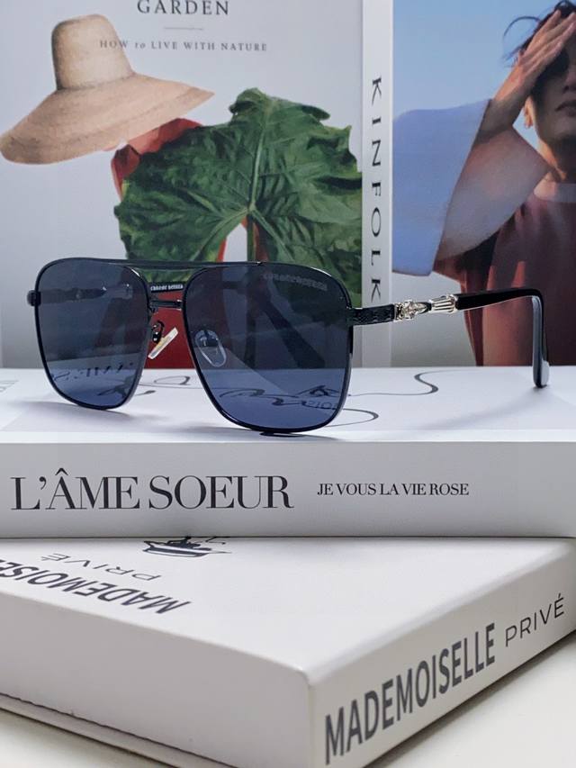 Chrome Hearts 克罗心新款港味复古跨境摩登时尚多边形太阳眼镜男潮个性女防紫外线双梁墨镜 女士墨镜