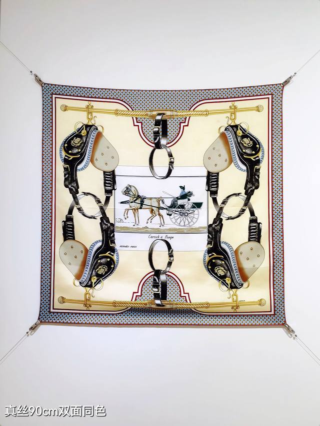 Shms2513 18姆米双面 90X90Cm斜纹真丝 爱马仕马车先生