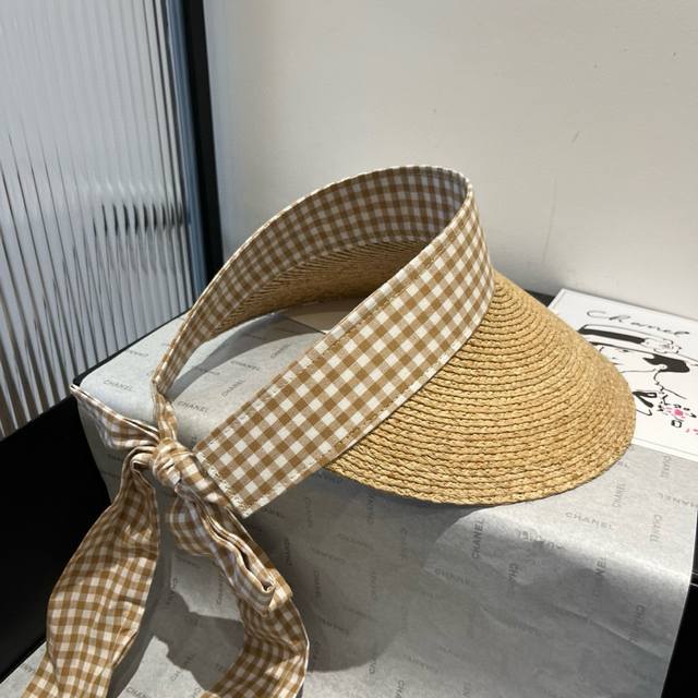 P 缪缪Miumiu春夏新款拉菲遮阳帽，发箍高级定制，