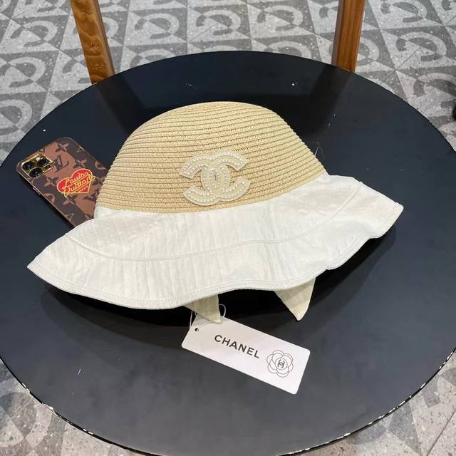 Chanel香奈儿 新款黑胶编织渔夫帽，大沿超好搭配，闭眼入的一款