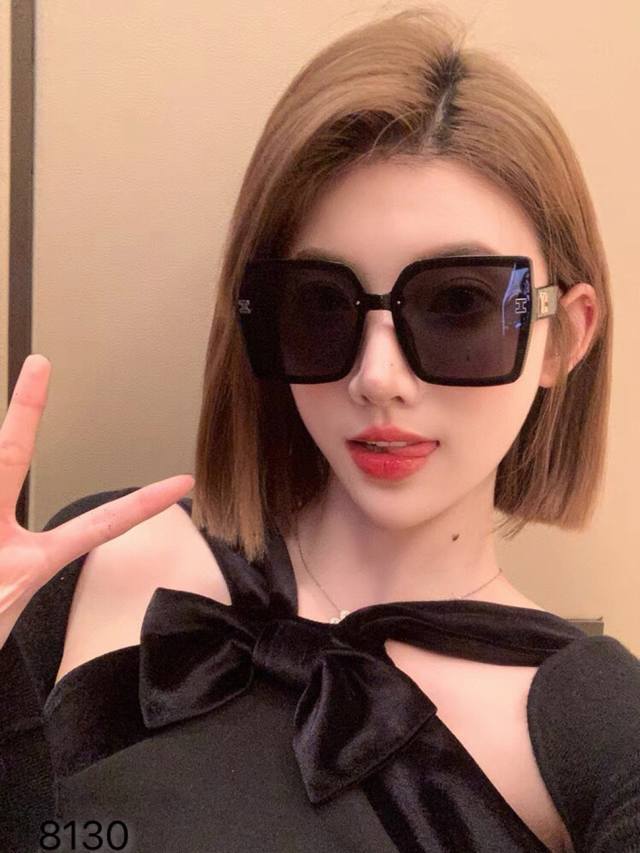 Herme*2025新款时尚方框太阳镜女轻奢百搭高级感墨镜防紫外线