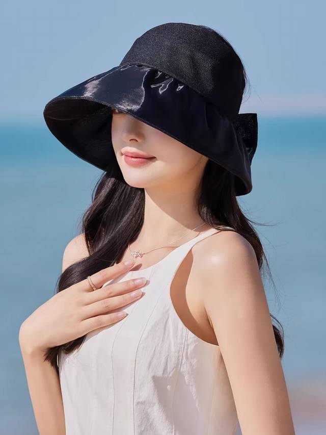 Chanel香奈儿 2025新款大帽檐遮阳帽女夏季防晒防紫外线海边空 顶帽显脸小太阳帽