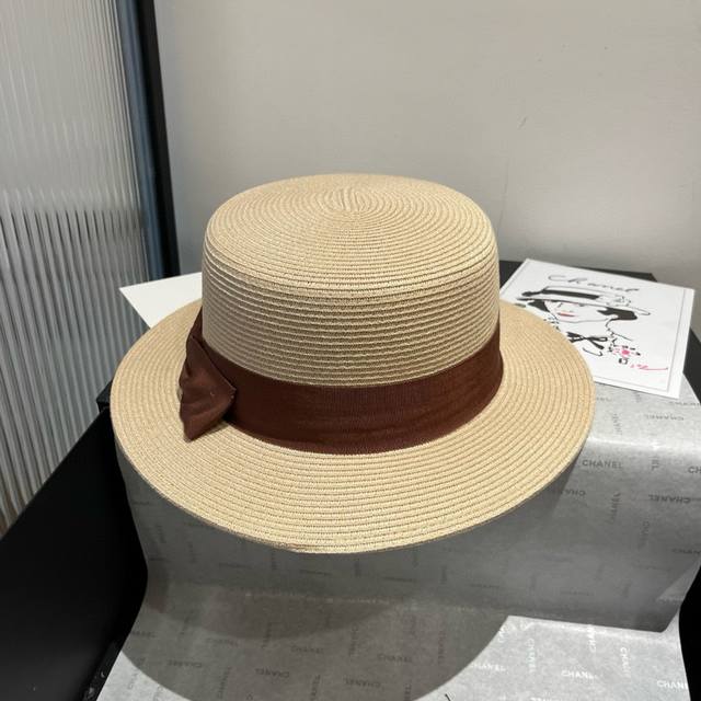 P Miumiu缪缪新款平顶礼帽，台湾Pp草面料，高级定制，头围57Cm