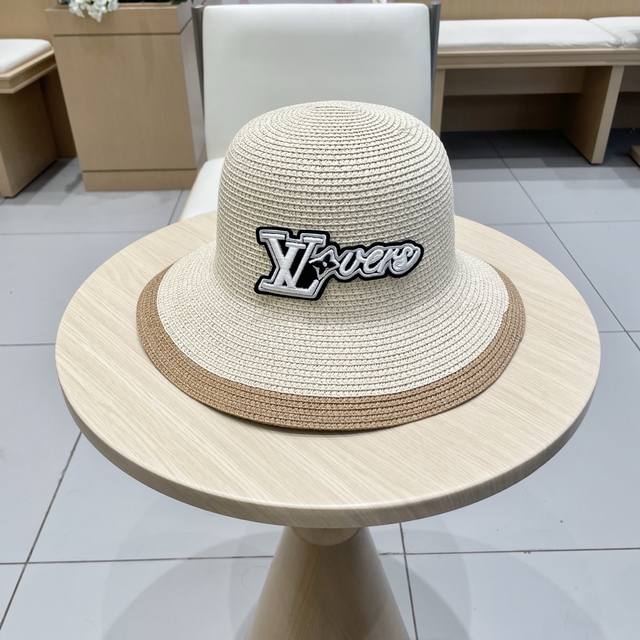 Lv新款草帽，拼色设计，旅游必备，头围57Cm