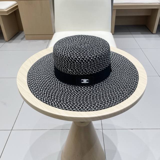 塞琳Celien新款草帽，平顶礼帽，头围57Cm