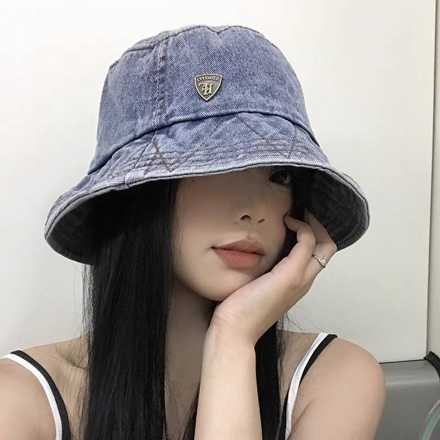 Doir迪奥2025牛仔渔夫帽女春秋复古文艺水桶帽子显脸小百搭遮阳防晒素颜盆帽潮