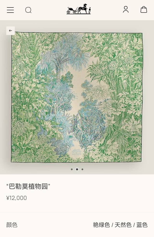 Shms2526 18姆米双面 90X90Cm斜纹真丝 爱马仕巴勒莫植物园