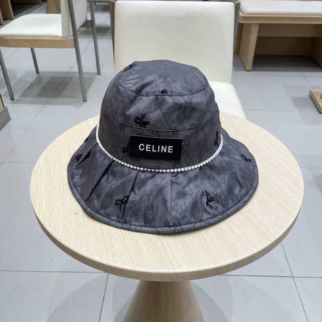 Celine塞琳可折叠荷叶边渔夫帽女韩版透气遮阳防晒太阳帽网红款大檐空顶帽
