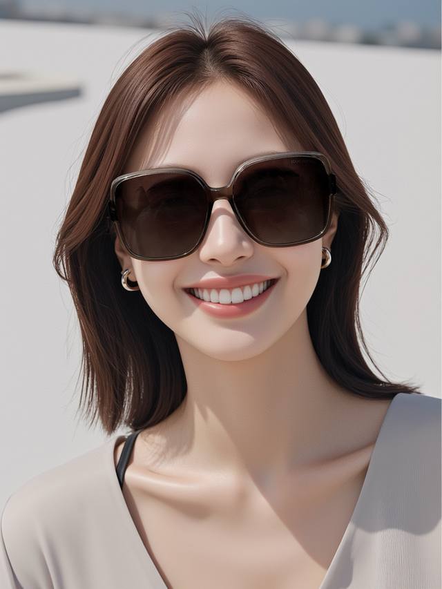 Lv女士偏光墨镜 经典四叶草浮雕元素复古风 修脸神器 2507