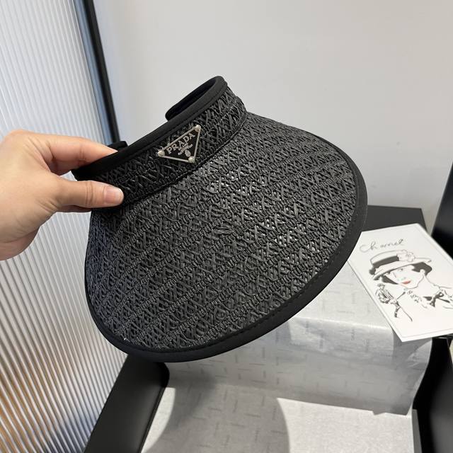 prada普拉达新款空顶发箍遮阳帽，可调节，头围57Cm