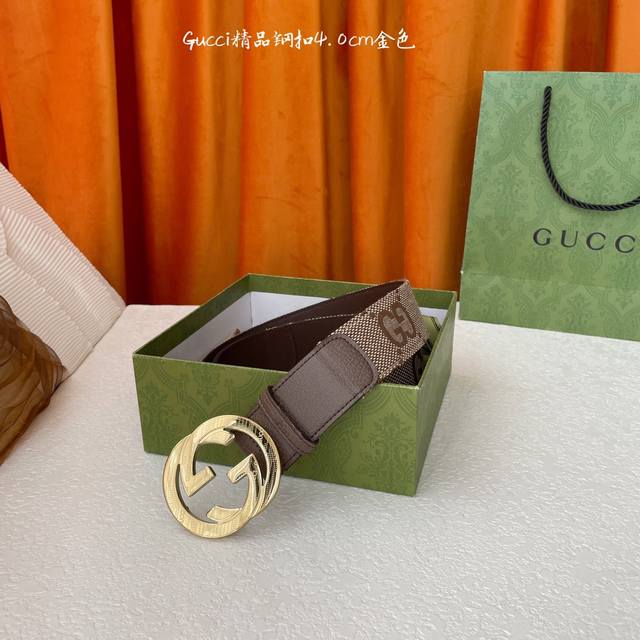 Gucci 经典款进口原厂压花面 搭配原版皮底 精品钢扣 宽4.0 Cm 经典永不过时款 潮流大方 时尚百搭顶级