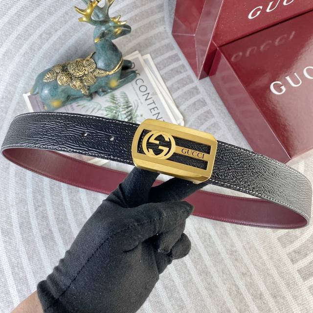 特 古奇 特种皮腰带系列 ，原厂五金精品不锈钢扣，手感柔软舒适 宽3.8Cm