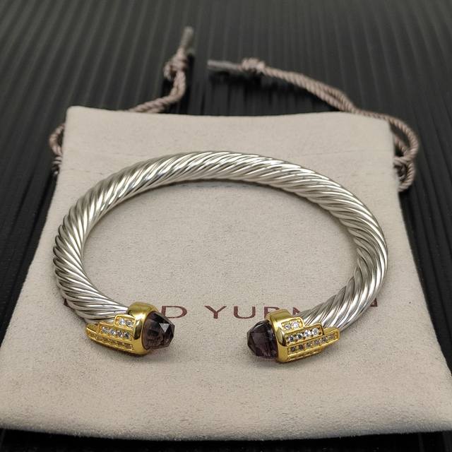 David Yurman 7Mm金头银色5排钻手镯。紫钻。建议适合佩戴的手围15-20Cm 编号Dysz-301