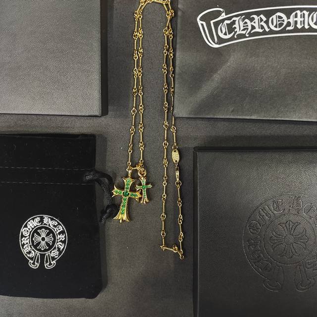 Chrome Hearts 克罗心金色绿钻项链 网红爆款