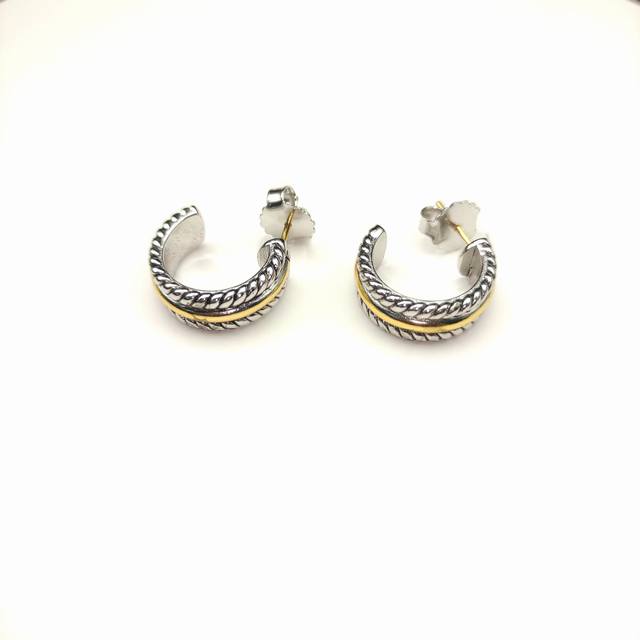 上新 David Yurman 15.6Mm分色半环耳环 编号 Dyeh-071