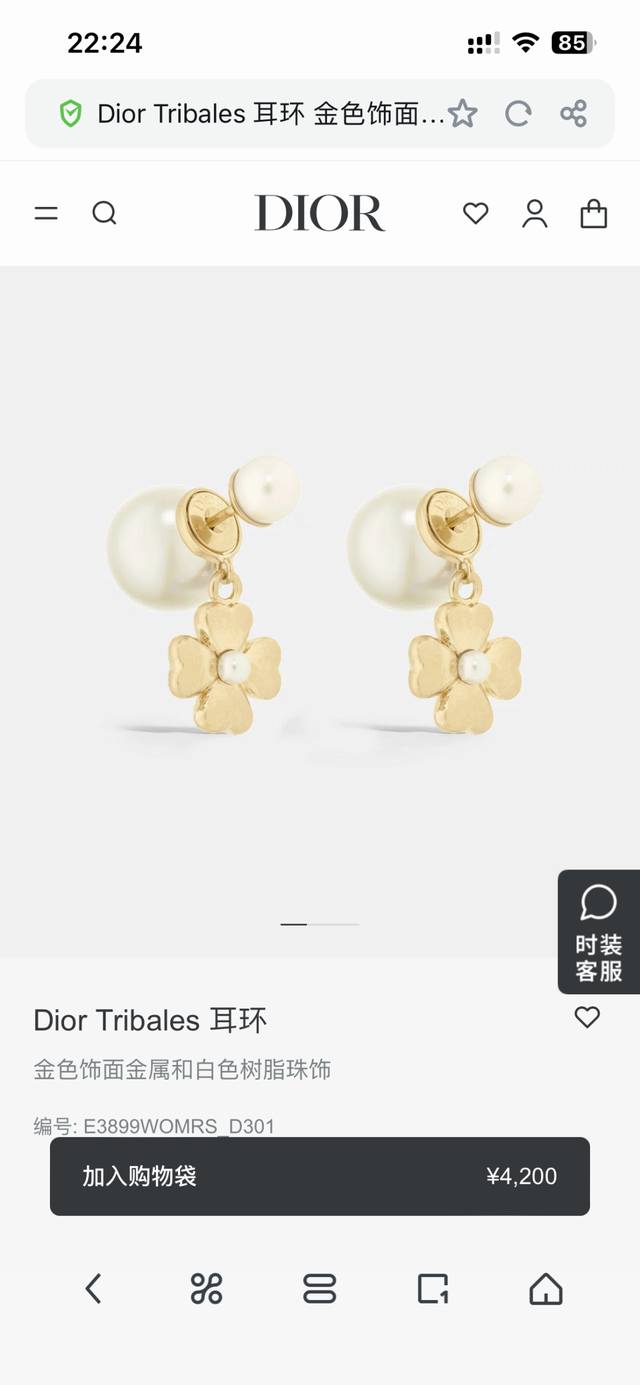 Dior 迪奥 珍珠耳环 专柜新款上市 美得不要不要的 唯美 浪漫 人手必备款 火爆小红书 精选Z批一致材质 超 Nice