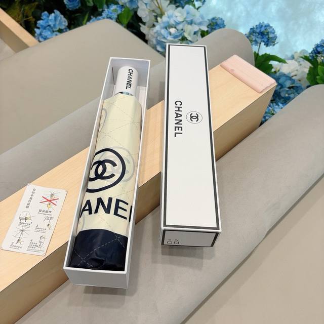 chanel 香奈儿 拼色茶花 三折自动折叠晴雨伞 选用台湾进口Uv防紫外线伞布 原单代工级品质