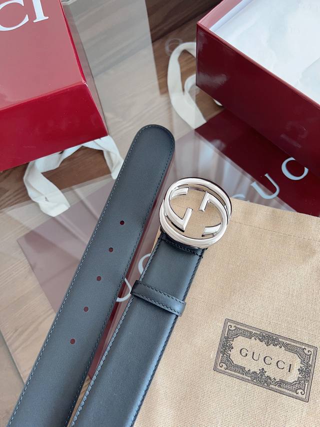 gucci 经典全皮压花宽度4.0Cm 专柜新版Logo横标，原版进口南非皮底，精品双G铜扣 高端品质，不惧对比。顶级 原单150