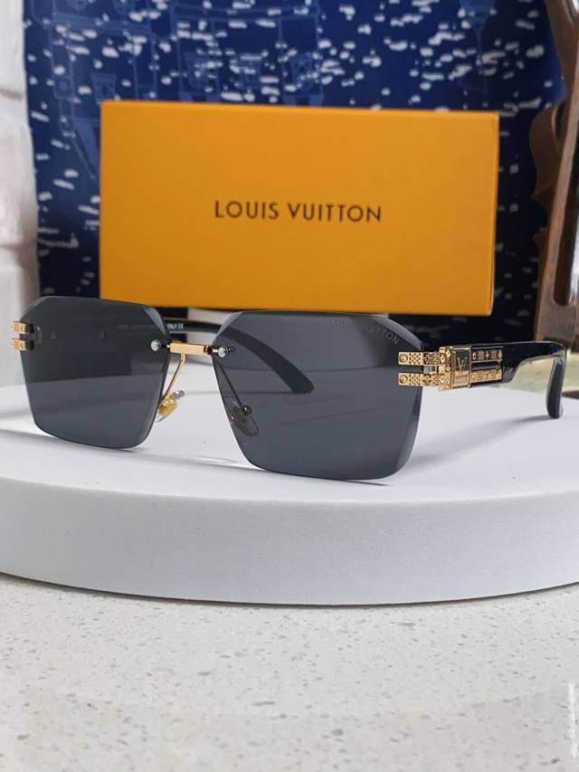 louis Vuitton路易威登 2025Lv新款无框切边太阳镜小方框潮流眼镜 网红款个性墨镜