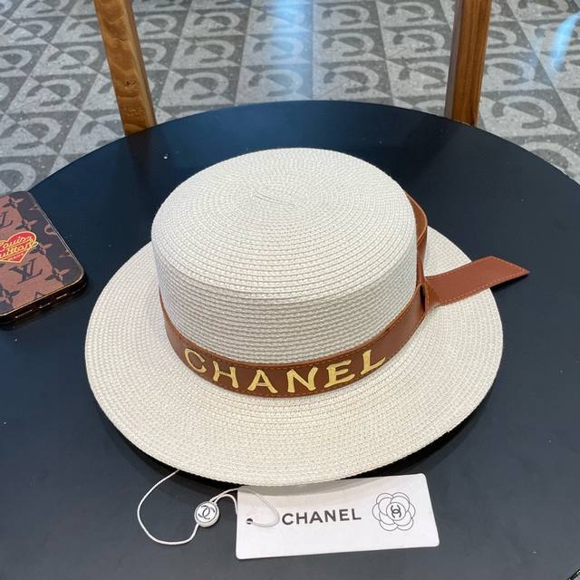 chanel香奈儿 2025新款草编大牌皮带编织草帽，度假休闲必备，优雅大方的一款