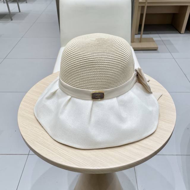 塞琳Celine蝴蝶结渔夫帽新款春夏Ins风显脸小大檐防晒遮阳帽P女帽子Fnv