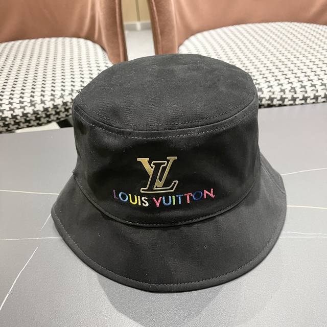 lv 路易威登新2025新款渔夫帽女春秋百搭盆帽男休闲遮阳帽 子潮牌字母刺绣