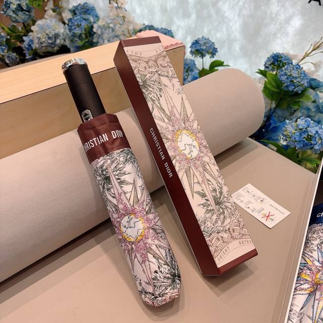 dior 迪奥 三折自动折叠晴雨伞 时尚原单代工品质 细节精致 看得见的品质 打破一成不变 色泽纯正艳丽！4色