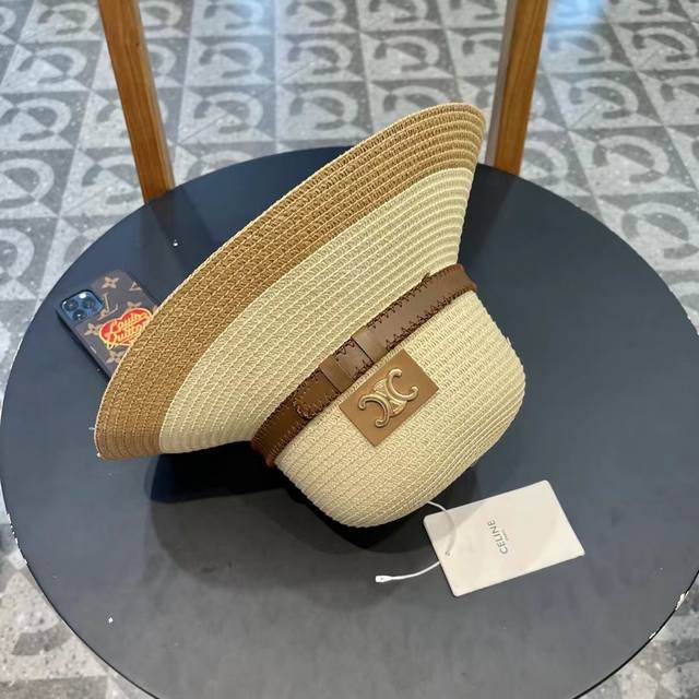 celine赛琳 新款草编遮阳草帽盆帽沙滩风，简约大方，百搭单品～出街首选，新款帽型超美腻，新品上架