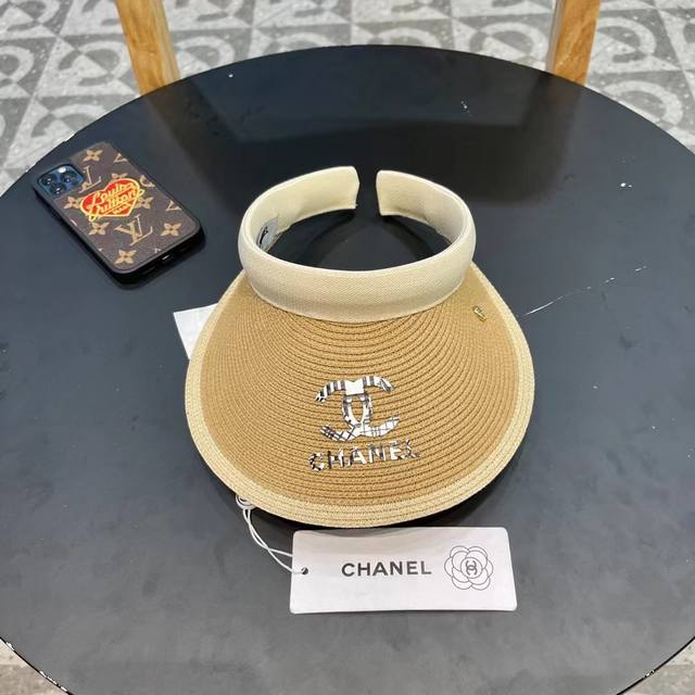 香耐儿Chanel帽子女夏季草帽遮阳沙滩出游遮脸防紫外线空顶帽大帽檐防晒太阳帽