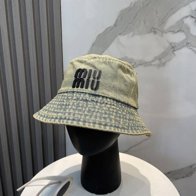 配防尘袋 Miumiu缪缪2025新款洗水软牛仔男女款渔夫帽 简约折叠遮阳～非常有质感的一款