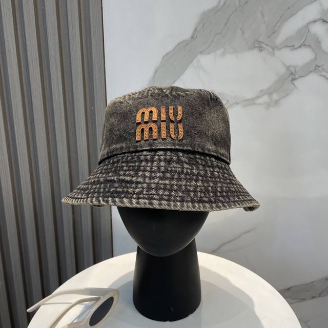 配防尘袋 Miumiu缪缪2025新款洗水软牛仔男女款渔夫帽 简约折叠遮阳～非常有质感的一款