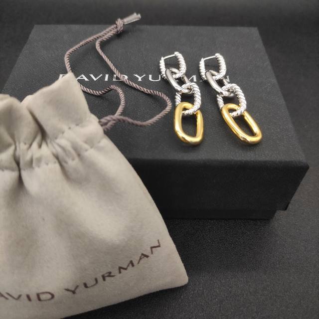 david Yurman 分色纽线扣环耳环。 编号Dyeh-012