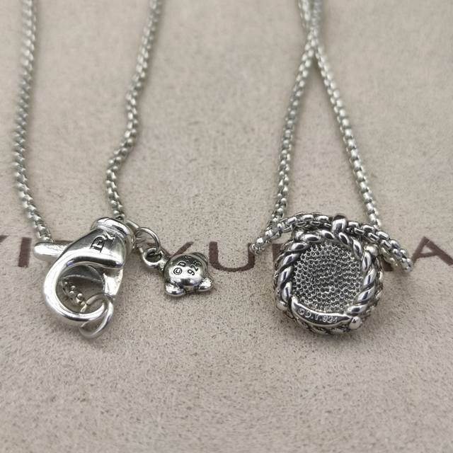 david Yurman 8Mm主石四爪宝石项链。紫钻、蓝钻、黄钻、黑钻、珍珠五种款式。链条粗1.5Mm，长度45+5Cm延迟链 编号Dyxl-05 55