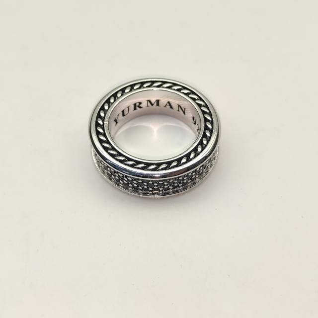 上新。David Yurman 8.5Mm纽线满钻戒指，黑钻款， 尺寸：美号，7-8-9-10，四个号