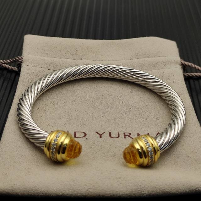 david Yurman 7Mm金头镶嵌石黄钻头手镯 。建议适合佩戴的手围16-20Cm 编号Dysz-265