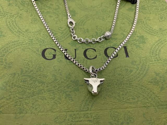 gucci 古驰新款小牛头项链 原版Logo 精工品质 现货 长度55+5厘米 编号：D0454213