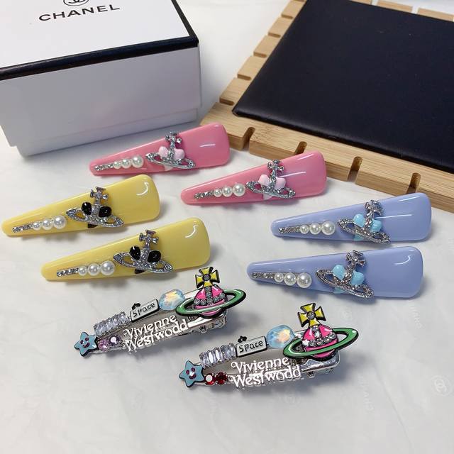 一对，西太后压夹 土星糖果色水钻Logo压夹边夹刘海夹日常精致小单品 气质百搭小仙女必入单品 宝藏款 闭眼入推荐款