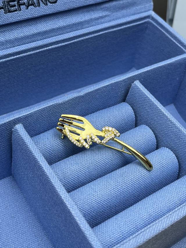 新品Hefang何方叉子意面胸针