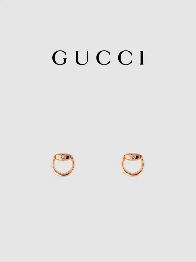 gucci古驰三个颜色金马衔扣钻石耳钉