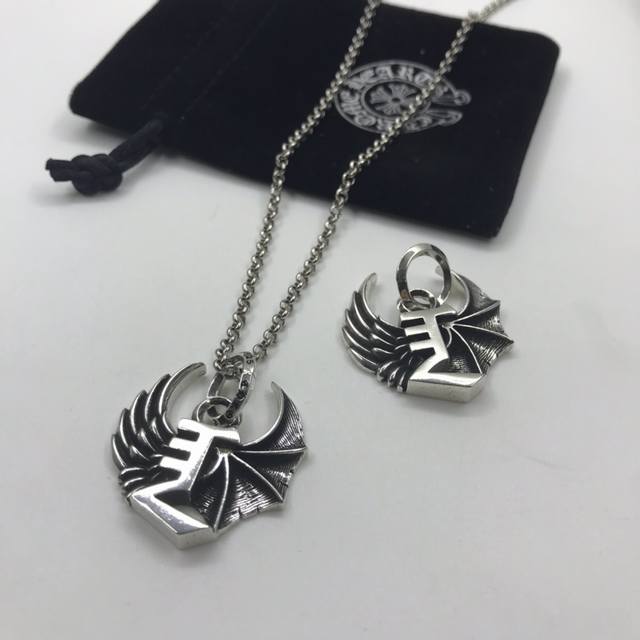 chrome Hearts 克罗心复古蝙蝠翅膀项链 珍珠链 光珠链75P 字母链 十字架链 军花链 P