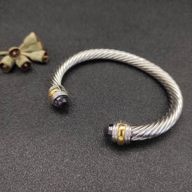 david Yurman 7Mm分色双钻头紫钻手镯。建议适合佩戴的手围16-20Cm 编号Dysz-061