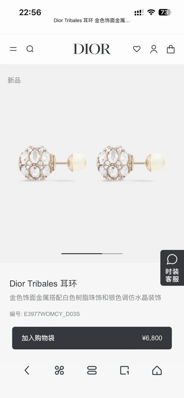 迪奥 新款一线大牌都爱的Dior 迪奥 新品水晶耳环 金属质感逆袭版字母潮范儿抢风头 完全胜任现代年轻人街拍、度假时尚搭成为夏日最炙手的时髦单品...