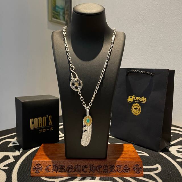 新品上架 Goro’S高桥吾郎上金松石羽毛吊坠，高桥经典竹节项链，顶级版本，认准独家拍摄，主攻高端市场 ，快手 Ins 小红书热门款，绝对区别普通版本！图片产品