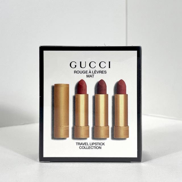古驰金管哑光口红三件套 内含 3.5G*3 色号 208# 308# 505#